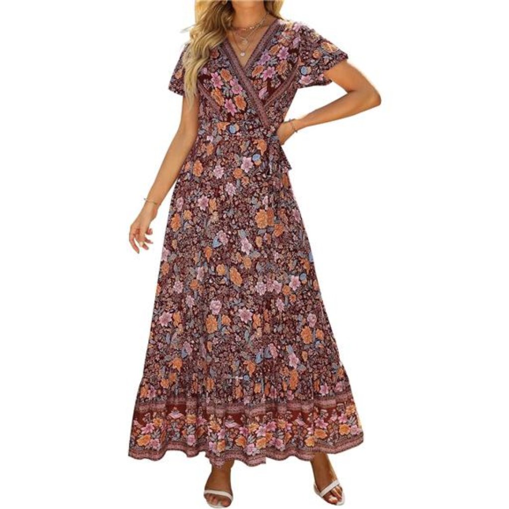 Women's Bohemian Maxi Dress Dark Purple